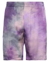 Msgm Man Shorts & Bermuda Shorts Purple Size 38 Viscose In Purple