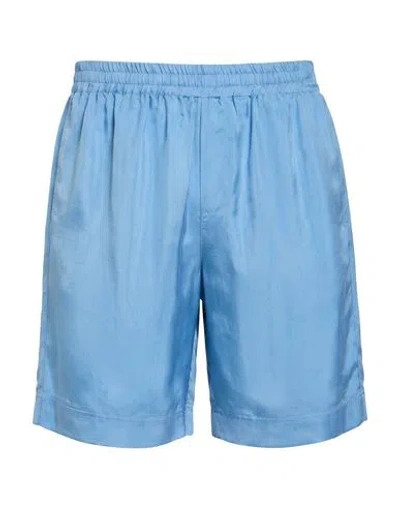 Msgm Man Shorts & Bermuda Shorts Slate Blue Size 28 Cupro