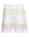Msgm Man Shorts & Bermuda Shorts White Size 34 Organic Cotton