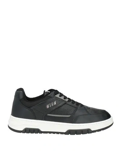 Msgm Man Sneakers Black Size 9 Leather, Textile Fibers