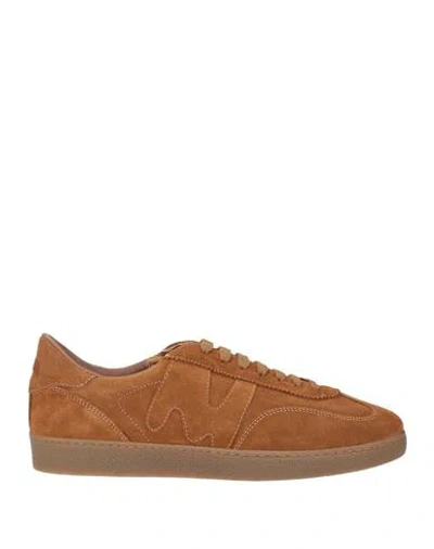 Msgm Man Sneakers Brown Size 8 Leather