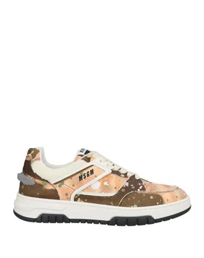 Msgm Man Sneakers Dark Brown Size 9 Textile Fibers