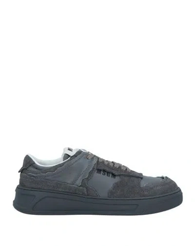 Msgm Man Sneakers Lead Size 9 Leather In Grey