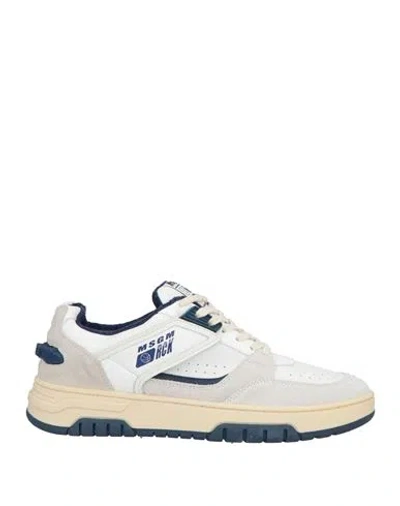 Msgm Man Sneakers Light Grey Size 9 Leather, Textile Fibers