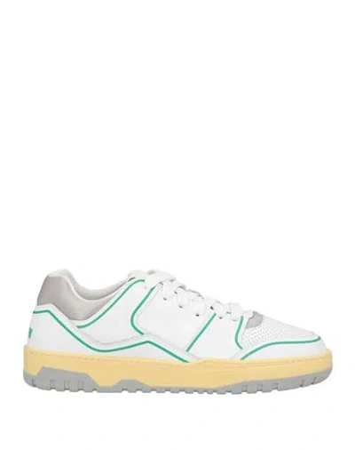 Msgm Man Sneakers White Size 7 Leather, Textile Fibers
