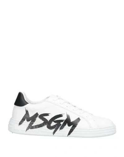 Msgm Man Sneakers White Size 8 Leather