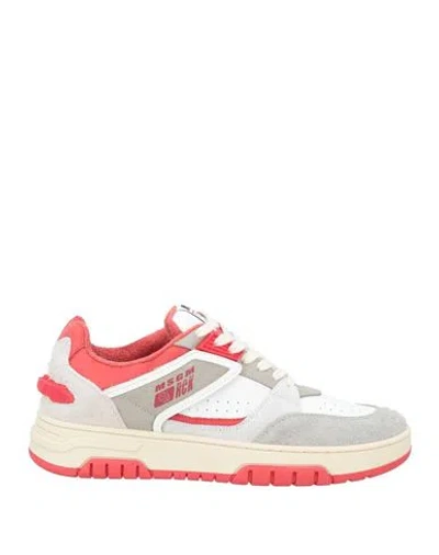 Msgm Man Sneakers White Size 9 Leather, Synthetisches Material
