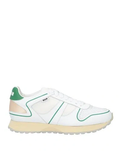 Msgm Man Sneakers White Size 9 Textile Fibers