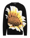 Msgm Floral Intarsia-knit Jumper In Black