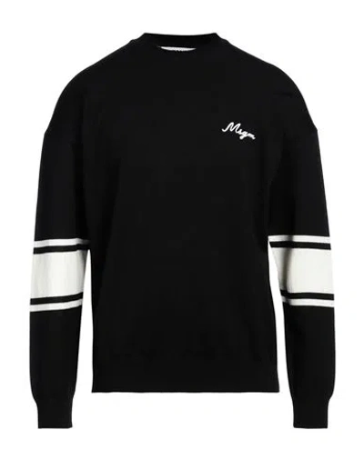 Msgm Man Sweater Black Size Xl Virgin Wool