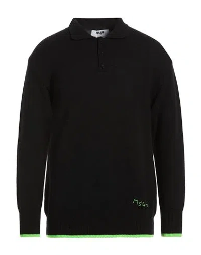 Msgm Man Sweater Black Size Xl Wool, Cashmere