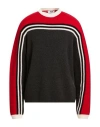 Msgm Striped Intarsia Knit Sweater In Gray