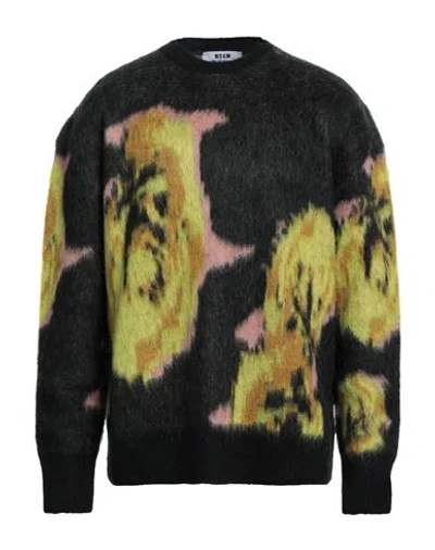 Msgm Man Sweater Dark Green Size L Acrylic, Polyamide, Mohair Wool In Multi
