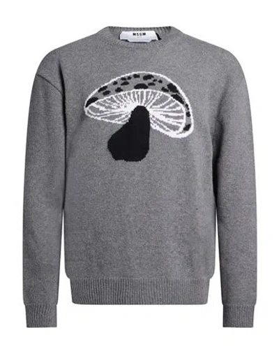 Msgm Man Sweater Grey Size L Wool, Polyamide