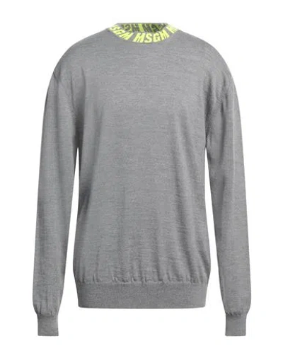 Msgm Man Sweater Grey Size L Virgin Wool