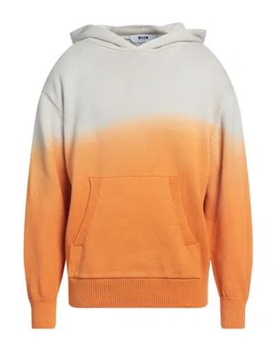 Msgm Man Sweater Orange Size Xl Cotton