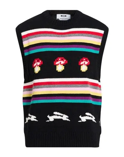 Msgm Man Sweater Red Size L Wool, Polyamide In Multi