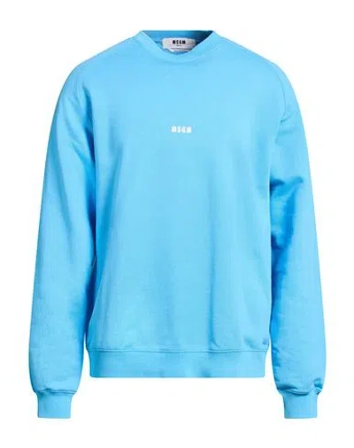 Msgm Man Sweatshirt Azure Size L Cotton In Blue
