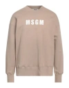 Msgm Man Sweatshirt Beige Size L Cotton