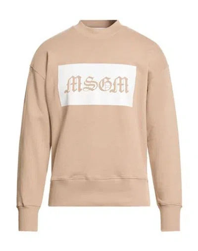 Msgm Man Sweatshirt Beige Size L Cotton In Neutral