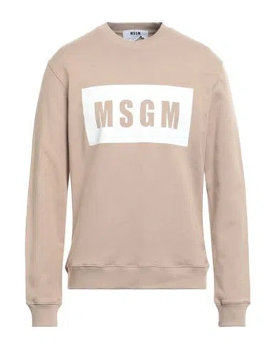 Msgm Man Sweatshirt Beige Size Xl Cotton