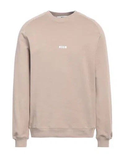 Msgm Man Sweatshirt Beige Size Xl Cotton