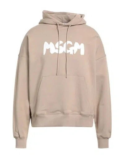 Msgm Man Sweatshirt Beige Size Xl Cotton In Brown