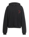 Msgm Black Hoodie With Detail On The Front In Cotton Man In Black