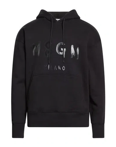 Msgm Man Sweatshirt Black Size S Cotton In Blue