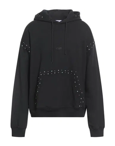 Msgm Man Sweatshirt Black Size Xl Cotton