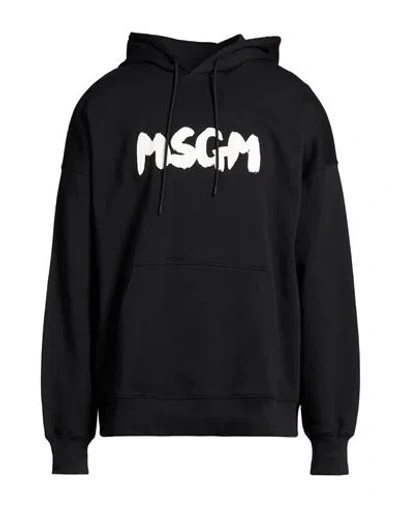 Msgm Man Sweatshirt Black Size Xl Cotton