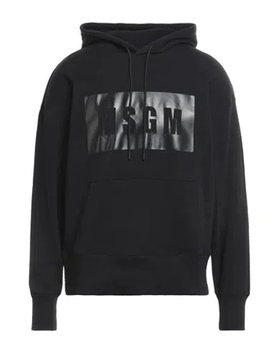 Msgm Man Sweatshirt Black Size Xl Cotton