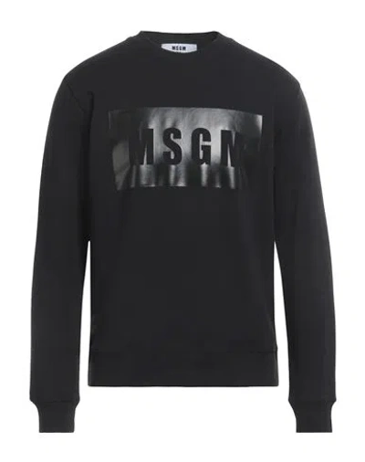 Msgm Man Sweatshirt Black Size Xl Cotton
