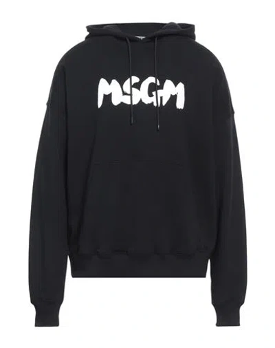 Msgm Man Sweatshirt Black Size Xl Cotton