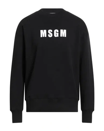 Msgm Man Sweatshirt Black Size Xl Cotton