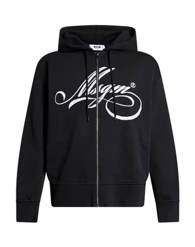Msgm Man Sweatshirt Black Size Xxl Cotton