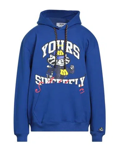 Msgm Man Sweatshirt Blue Size L Cotton