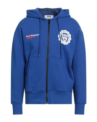 Msgm Man Sweatshirt Bright Blue Size M Cotton