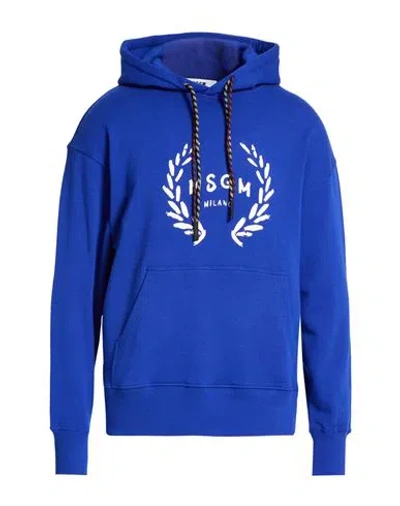 Msgm Man Sweatshirt Bright Blue Size S Cotton