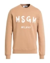 Msgm Man Sweatshirt Camel Size Xs Cotton In Brown