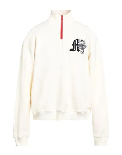 Msgm Man Sweatshirt Cream Size S Cotton In Multi