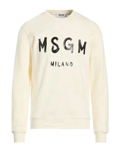 Msgm Man Sweatshirt Cream Size S Cotton In Neutral