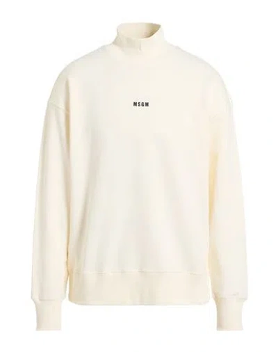 Msgm Man Sweatshirt Cream Size Xl Cotton In White