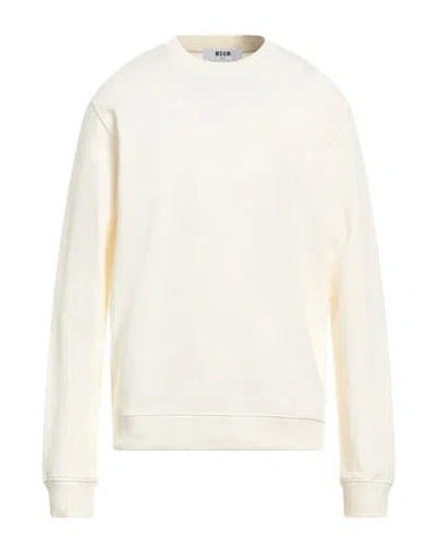 Msgm Man Sweatshirt Cream Size Xl Cotton In White