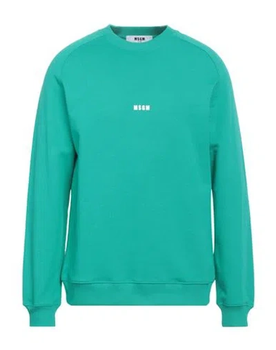 Msgm Man Sweatshirt Emerald Green Size Xl Cotton
