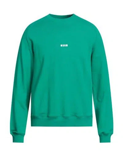 Msgm Man Sweatshirt Green Size M Cotton