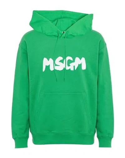 Msgm Man Sweatshirt Green Size S Cotton