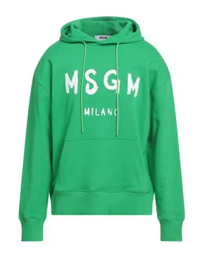 Msgm Man Sweatshirt Green Size Xl Cotton