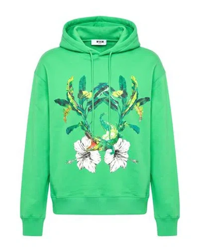 Msgm Man Sweatshirt Green Size Xs Cotton In Multi