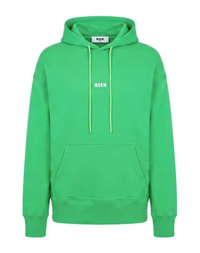 Msgm Man Sweatshirt Green Size Xs Cotton
